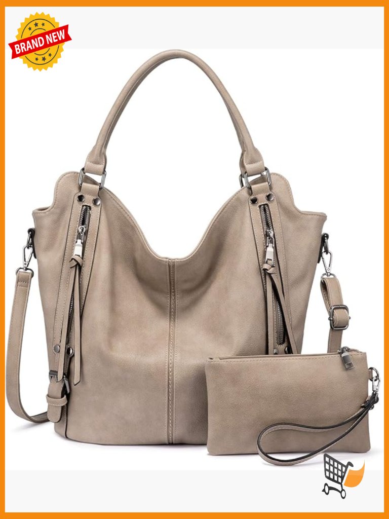 Pu Leather Hobo Bag With Adjustable Strap And Multiple Pockets